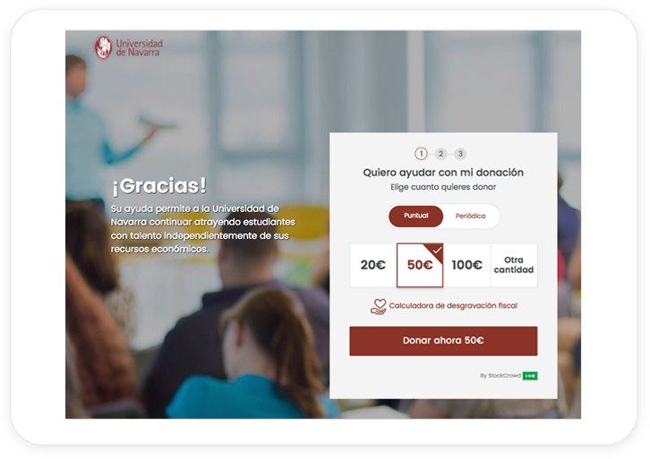 Con nuestro software crearás campañas de donación permanente para aumenta tu base de datos de donantes. Configura tus campañas a través de plantillas para tener tu imagen gráfica, tus mensajes, imágenes y vídeos 